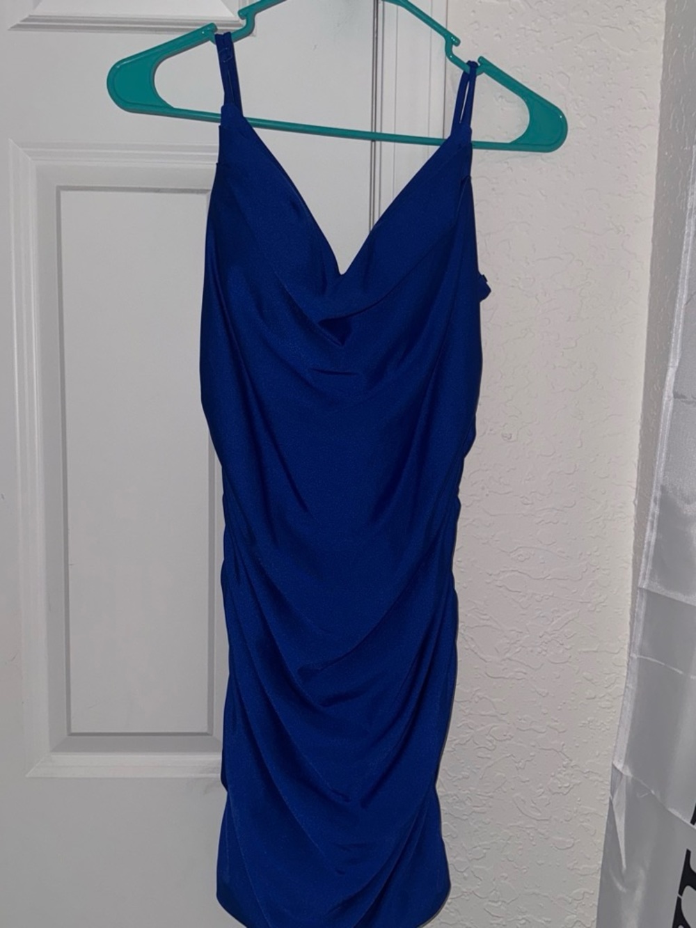 B Darlin Royal Blue Cowl Neck Spaghetti Strap Dress